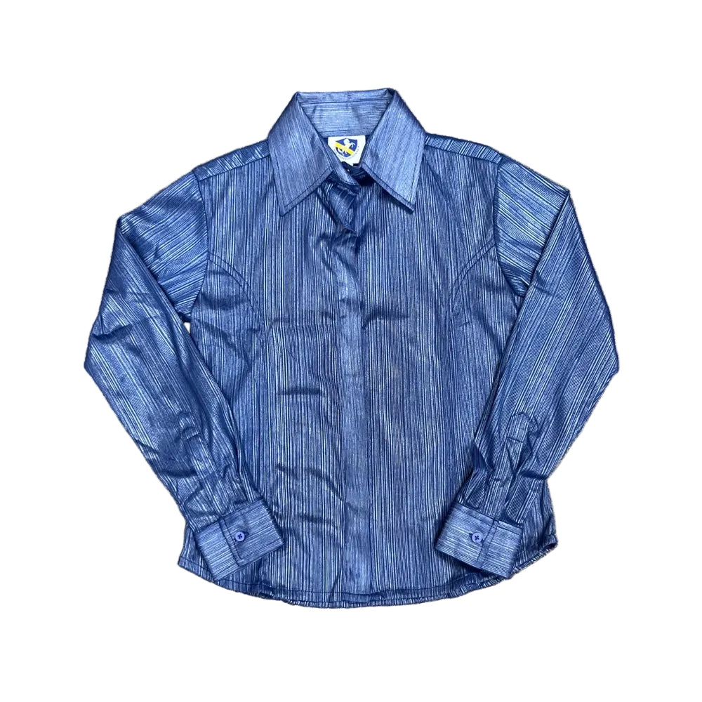 38454BLU Royal Highness Youth Metallic Shimmer Show Shirt with Concealed Zipper - Blue