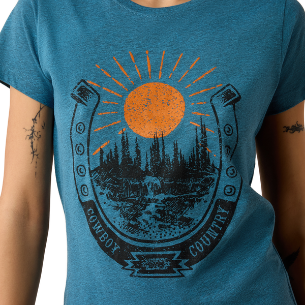10082170 Ariat Women's Horseshoe Country Short Sleeve T-Shirt - Oceanside