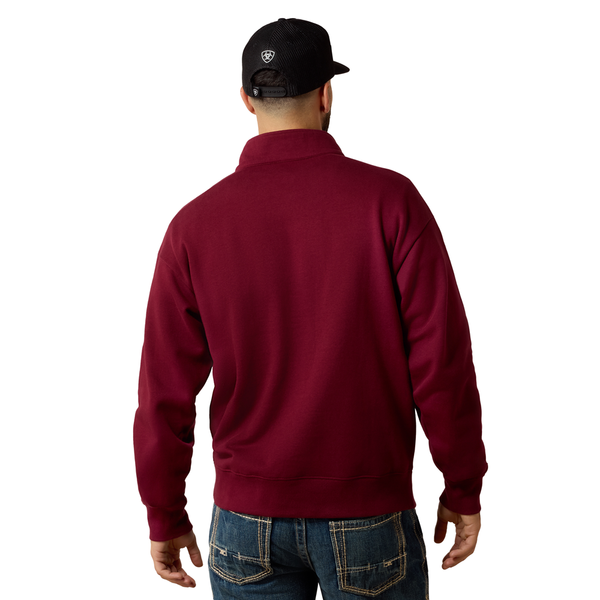 10085375 Ariat Men's Long Sleeve 1/4 Zip Sweatshirt - Zinfandel