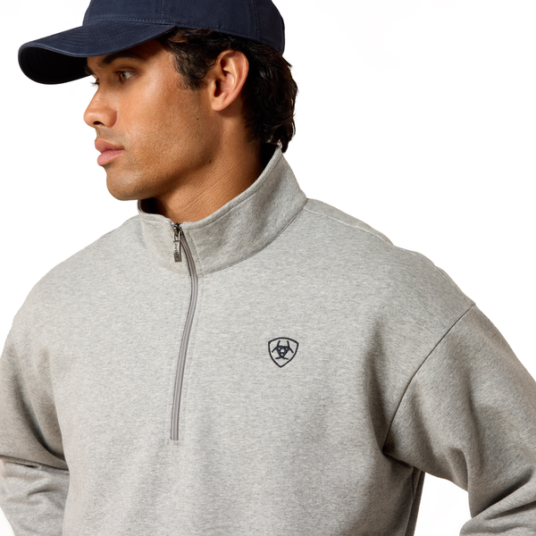 10085377 Ariat Men's Long Sleeve 1/4 Zip Sweatshirt - Heather Grey