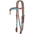 1025-09-S4 Circle Y Turquoise Round Up Futurity Browband Headstall - Regular Oil