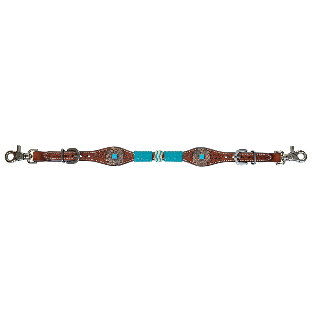 1025-45-S4 Circle Y Turquoise Round Up Wither Strap - Regular Oil