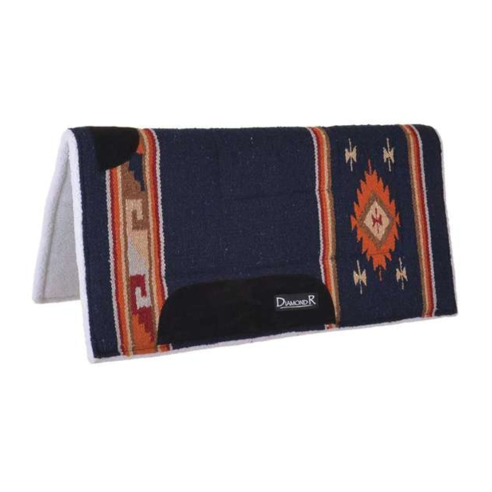 106-JJ7-NYF Diamond R by Reinsman Fleece Lined Square Saddle Pad - Navy