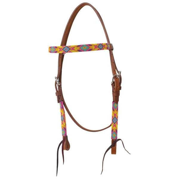 1065-10-SX Circle Y Infinity Beaded Bubblegum Browband Headstall