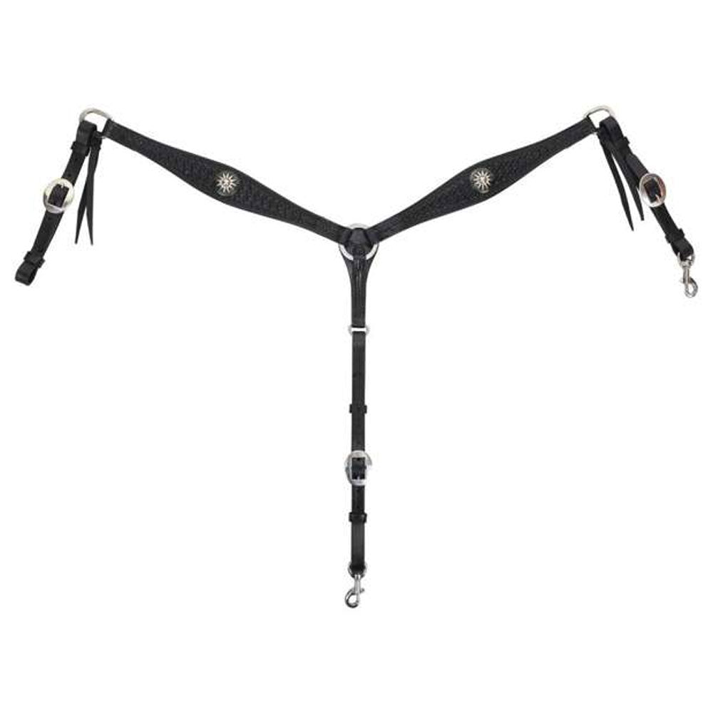 1075-20-AB Circle Y Dark Rider Shaped Spider Breast Collar - Black
