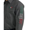 112330376 Wrangler Men's Long Sleeve Logo Western Snap Shirt  - Black Mexico Wrangler Logo