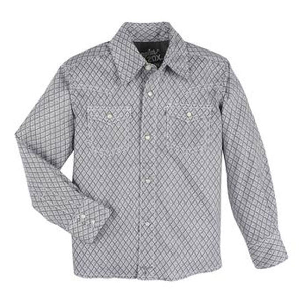 112330507 Wrangler Boys 20X Advanced Comfort Long Sleeve Shirt - Grey