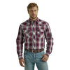 112330518 Wrangler Men's 20X Competition Advanced Comfort Classic Fit Long Sleeve Shirt - Purple/Grey