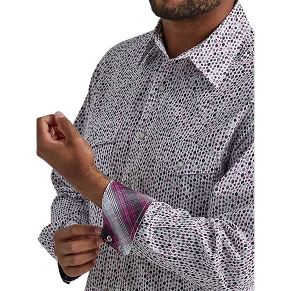 112330521 Wrangler Men's 20X Competition Advanced Comfort Classic Fit Long Sleeve Shirt - Purple/Grey
