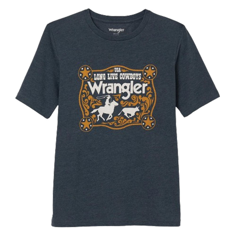 112344154 Wrangler Boys Short Sleeve Regular Fit T-Shirt - Midnight Navy Heather