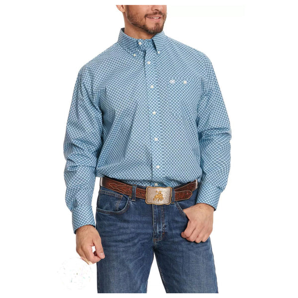 112344263 Wrangler Men's Classic Long Sleeve Buttondown Shirt - Blue