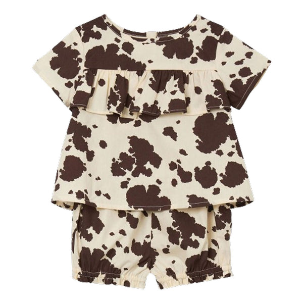 112344405 Wrangler Baby & Toddler Girl Top & Bloomer - Brown/Cream Cow Print