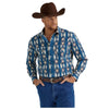 112344419 Wrangler Men's Checotah Western Long Sleeve Shirt - Deep Turquoise