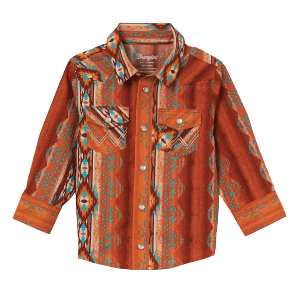 112344547 Wrangler Baby & Toddler Boy Western Shirt - Rust
