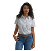112344645 Wrangler Women's Essential Woven Short Sleeve Shirt - Blue Plaid