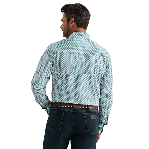 112344680 Wrangler Men's 20X Competition Advanced Comfort Classic Fit Long Sleeve Shirt - Green Rondel