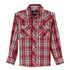 112344824 Wrangler Boys Western Fashion Long Sleeve Snap Shirt - Ruby Red Plaid
