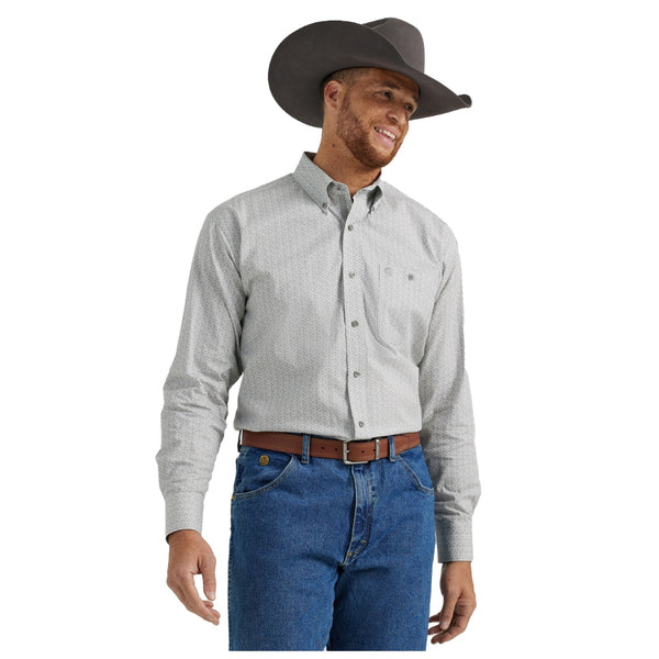 112344887 Wrangler Men's George Strait Buttondown Long Sleeve Shirt - Grey