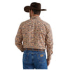 112346072 Wrangler Men's Checotah Dress Western Long Sleeve Shirt - Fiesta Orange Print