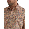 112346072 Wrangler Men's Checotah Dress Western Long Sleeve Shirt - Fiesta Orange Print