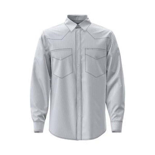 112346245 Wrangler Men's Wrinkle Resist Long Sleeve Classic Fit Shirt - Black Pinstripe