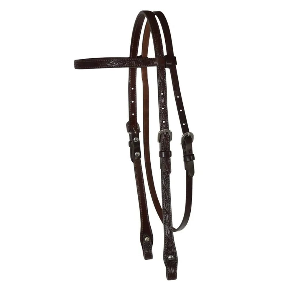 0233-8341 Circle Y Floral Tooled Browband Headstall - Walnut