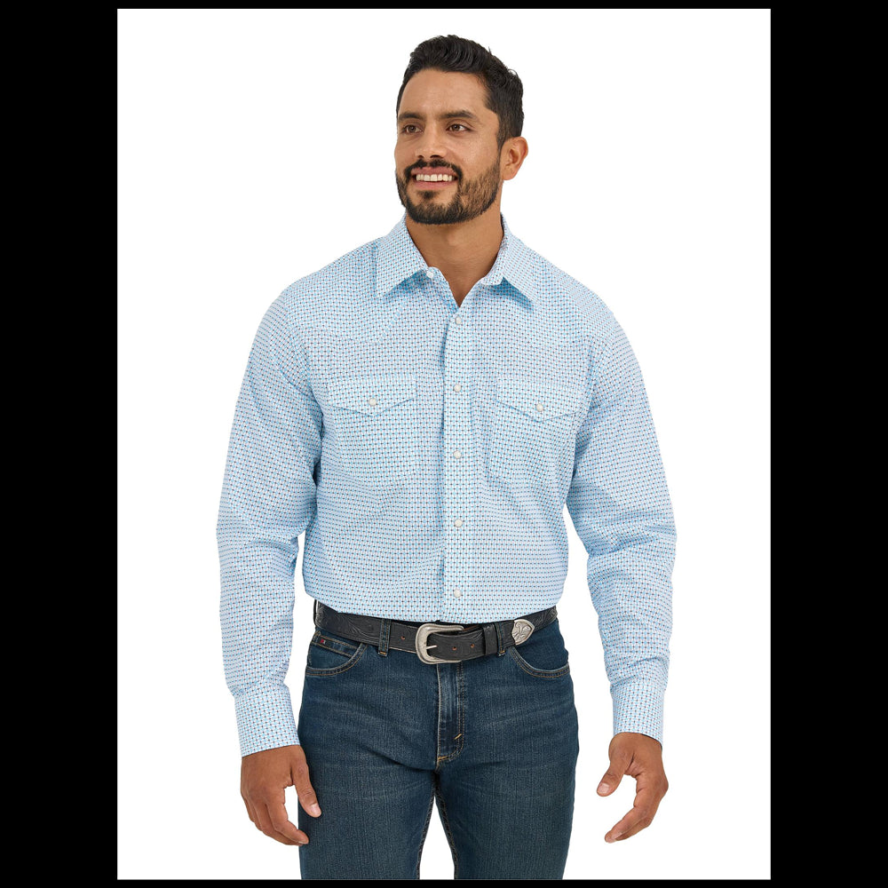 112365390 Wrangler 20X Men's Competition Advanced Comfort Classic Fit Long Sleeve Shirt - Turquoise