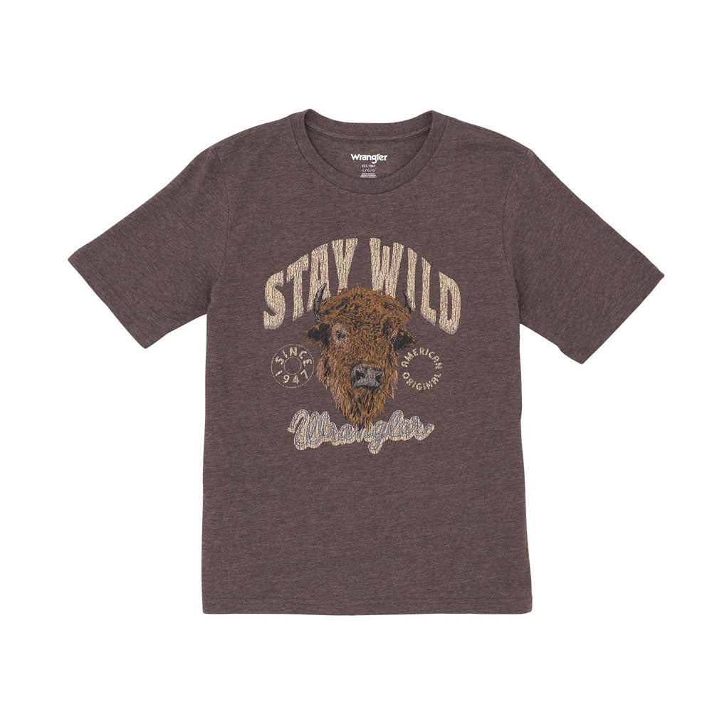 112365729 Wrangler Boys' Short Sleeve Stay Wild T-Shirt - Mole Heather