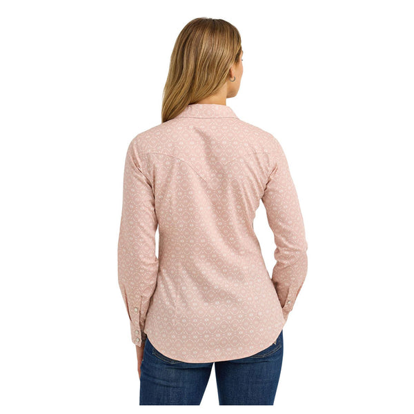 112367230 Wrangler Women's Retro Western Long Sleeve Dress Snap Shirt - Pink
