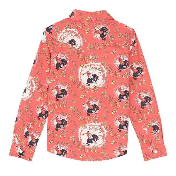 112367473 Wrangler Girls' Long Sleeve Western Snap Shirt - Pink
