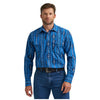 112367721 Wrangler Men's Checotah Western Classic Fit Long Sleeve Snap Shirt - Denim Blue