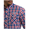 112367731 Wrangler Men's Logo Classic Fit Long Sleeve Shirt - Blue/Red/White
