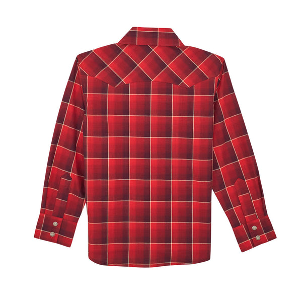 112368079 Wrangler Boys' Retro Long Sleeve Snap Shirt - Red