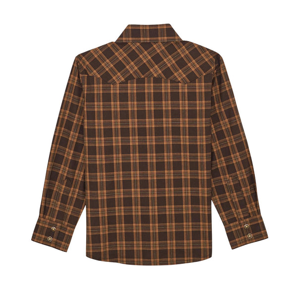 112368081 Wrangler Boys' Retro Long Sleeve Snap Shirt - Brown
