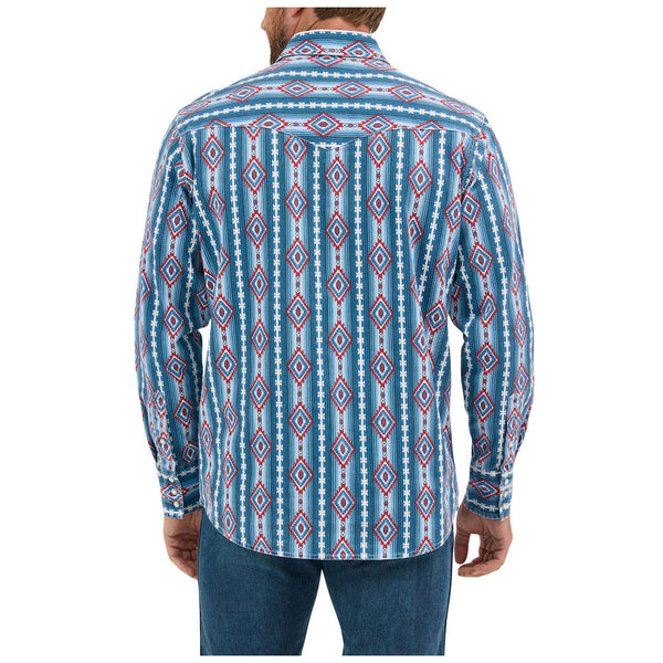 112368193 Wrangler Men's Vintage Inspired Classic Fit Long Sleeve Snap Shirt - Americana