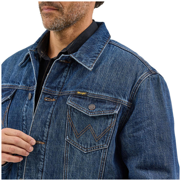 112368307 Wrangler Men's Retro Sherpa Lined Denim Jacket - Blue Shadow
