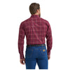 112369263 Wrangler Men's Wrinkle Resist Classic Fit Long Sleeve Snap Shirt - Burgundy