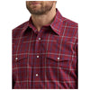 112369263 Wrangler Men's Wrinkle Resist Classic Fit Long Sleeve Snap Shirt - Burgundy