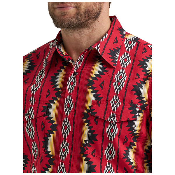 112369430 Wrangler Men's Checotah Western Classic Fit Long Sleeve Snap Shirt - Red Multicolor