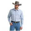 112369448 Wrangler Men's Wrinkle Resist Classic Fit Long Sleeve Snap Shirt - Blue/White