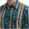 112369467 Wrangler Men's Checotah Western Classic Fit Long Sleeve Snap Shirt - Teal Multicolor
