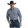 112369481 Wrangler 20X Men's Competition Advanced Comfort Classic Fit Long Sleeve Shirt - White/Blue Paisley