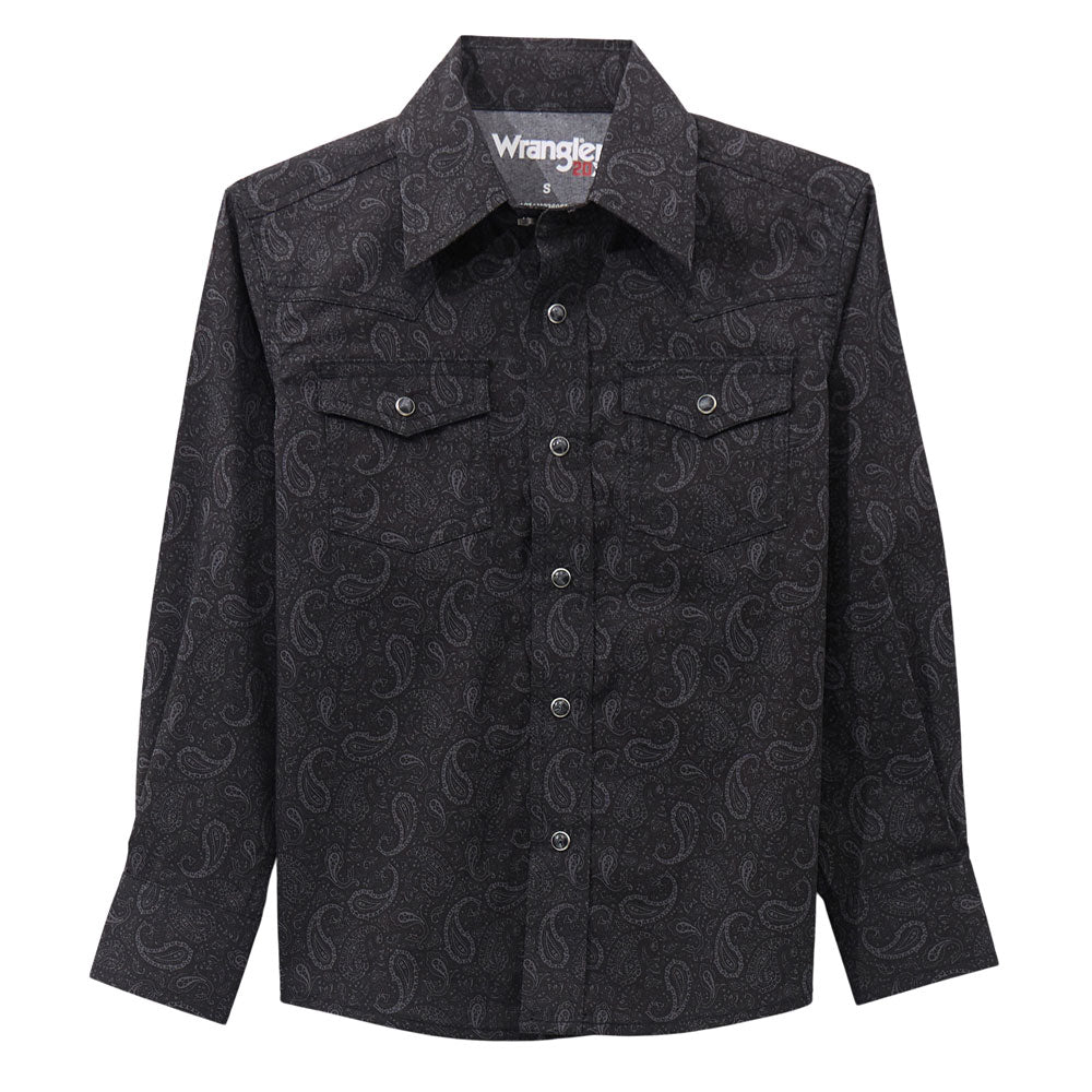 112369504 Wrangler Boys 20X Advanced Comfort Long Sleeve Shirt - Black