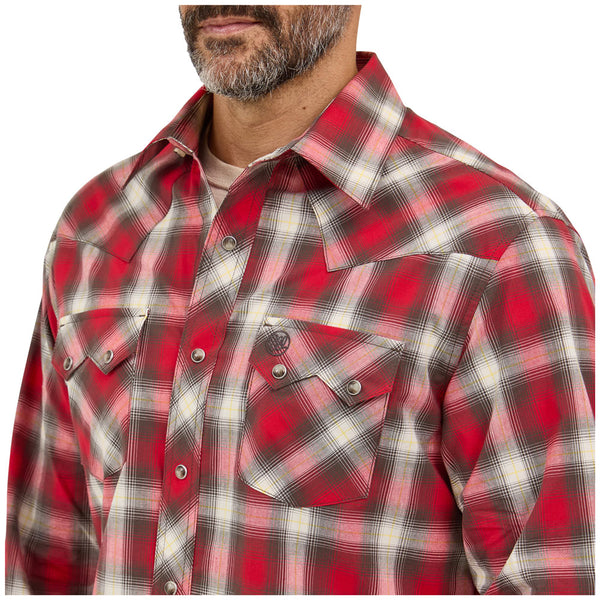 112369521 Wrangler Men's Retro Modern Fit Long Sleeve Snap Shirt - Red Multi
