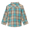 112369522 Wrangler Boys' Retro Long Sleeve Snap Shirt - Tan/Turquoise