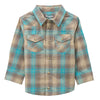 112369522 Wrangler Boys' Retro Long Sleeve Snap Shirt - Tan/Turquoise