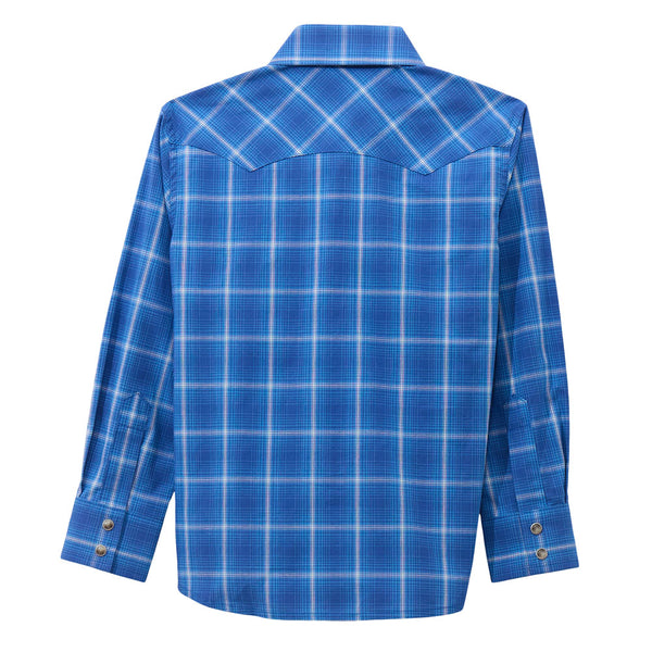 112369560 Wrangler Boys' Retro Long Sleeve Snap Shirt - True Blue