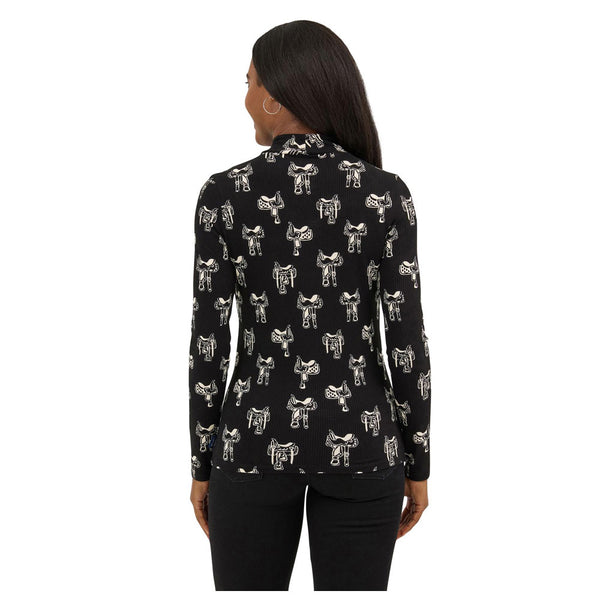 112371630 Wrangler Women's Retro Punchy Mock Neck Knit Top - Black