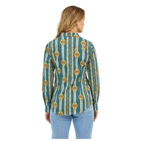 112371688 Wrangler Women's Retro Americana Long Sleeve Western Snap Shirt - Blue