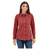 112371716 Wrangler Women's Retro Vintage Cowboy Long Sleeve Snap Shirt - Burgundy